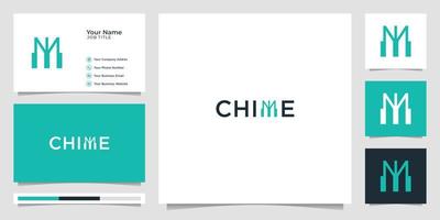 chime logo design, simple concept. logo and business card. premium vector