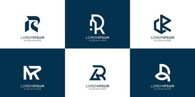 modern monogram initial letter r logo design. logotype for business company, technology, computer. vector