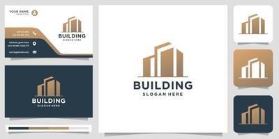 inspiration building logo template with geometric shapes design concept and business card. vector