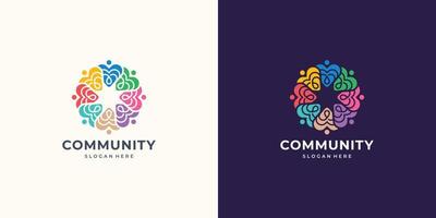 abstract community social group logo design inspiration. flow people concept, circular community. vector