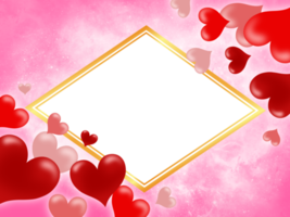 Gold Frame Valentine with Pink Background png