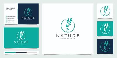 nature logo design with business card. vector