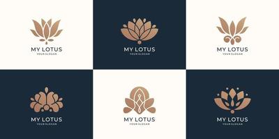 collection of lotus logo template. luxury design lotus , flower abstract, floral ,nature , flat design and creative concept. Premium vector