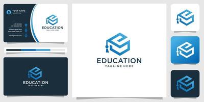 Geometric Graduate education hat logo and business card design inspiration. vector