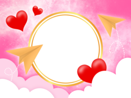 Gold Frame Valentine with Pink Background png