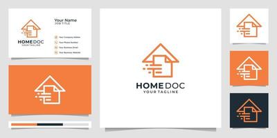 combinación de hogar y documento, diseño rápido minimalista, concepto simple. logotipo y tarjeta de visita. vector premium