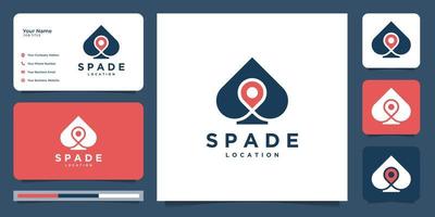 Spade location logo templates and business card design.Premium Vector