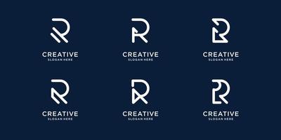 conjunto de diseño minimalista del logotipo creativo r. concepto abstracto logotipo inicial r para su empresa comercial. vector