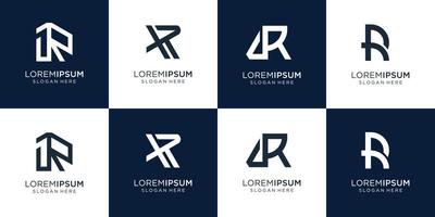 diseño de conjunto de iconos de logotipo r inicial de colección para negocios de consultoría, identidad, tecnología. vector