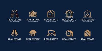 Set collection real estate logo design inspiration templates.real estate,minimal logo,construction. vector