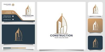 Symbol of construction logo design. city building template with business card. architectural sketch. vector
