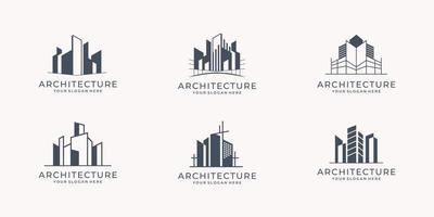 establecer la inspiración de la plantilla del logotipo de la arquitectura. colección de diseño de escenografía de arquitecto de construcción. vector