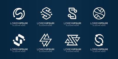 set of creative monogram S vector template. simple for icon business,line,dot,elegant,technology. premium vector