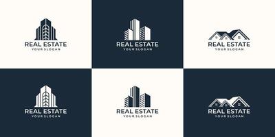 plantilla de logotipo de bienes raíces de colección. logotipo creativo para bienes raíces, constructor, construcción, constructor. vector