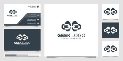 geek logo inspiration with blind concept design style, unique geek logo, chain modern concept. vector