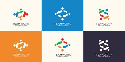 collection of Community logo template. Creative concept people abstract, Teamwork, color, group. Premium vector