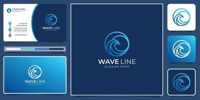 creative minimalist wave line logo inspiration with modern gradient color and business card template vector