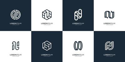 Set of abstract monogram letter N logo template. Premium Vector