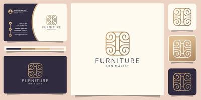 creative interior abstract logo in square concept with minimalist line art style design template. vector