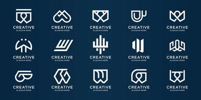 set of abstract w logo template. initial letter W design template inspiration. vector