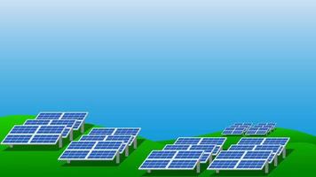 Concept using solar panels for renewable energy production to protect environment with copy space. Vector illustration.