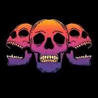 Skull head art Illustration hand drawn colorful vector for tshirt, sticker, poster etc