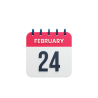 February Realistic Calendar Icon 3D Illustration Date February 24 png
