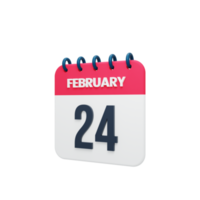 febbraio realistico calendario icona 3d illustrazione Data febbraio 24 png