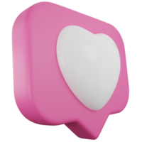 Pink  Heart Chat Box Message Notification. 3d Social Media Notification Love or Like Heart Icon png