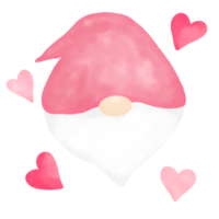 Pink Gnome. Valentines Day. Cute Gnome. Cartoon character. png