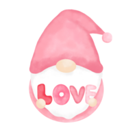 Pink Gnome. Valentines Day. Cute Gnome. Cartoon character. png