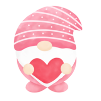 gnomo rosa. día de San Valentín. lindo gnomo. personaje animado. png