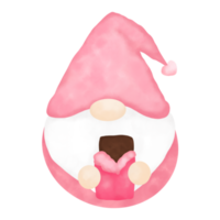 Pink Gnome. Valentines Day. Cute Gnome. Cartoon character. png