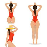 Set of a girl in a swimsuit, a figure of a girl vector