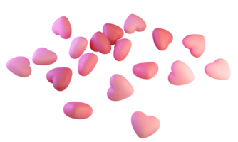 Many pink hearts 3d illustration png