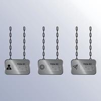 Stainless steel hanging with chain infographic elements. flowchart steps label, data visualization info graphics presentation banner design. vector
