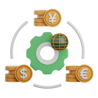 3d interpretazione moneta conversione isolato utile per bancario, moneta, finanza e attività commerciale design png