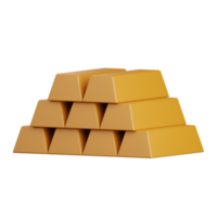 3d rendering gold bricks isolated useful for banking, money, currency, finance and business design png