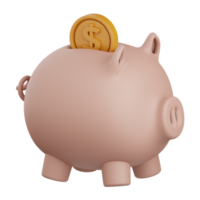 3d rendering piggy bank isolated useful for banking, money, currency, finance and business design png