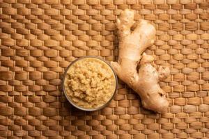 Ginger paste or mashed adrak photo