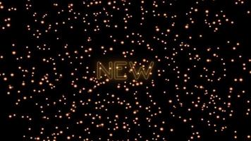 text 2023 animation and flying Christmas balls isolated on black background, 2023 new year, design template Happy 2023 New Year concept Holiday animate card video