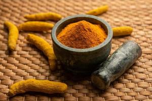 Turmeric powder used for cooking in indian photo