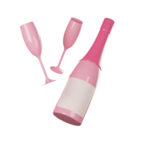 Pink wine and champagne glasses, Valentine's Day png