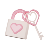 coeur rose avec une clé, saint valentin png