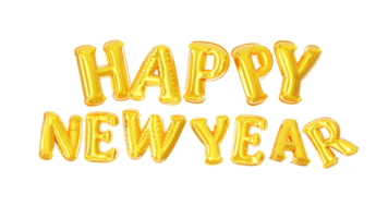 Luxury Happy New Year Balloon 3D Gold Color png