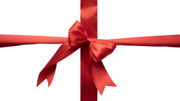 Red ribbon with sweet bow for gift box ornament and design element png