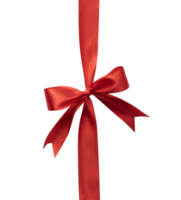 Vertical red ribbon with cute bow for gift box and valentine day ornament png