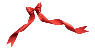 Red bow ribbon for gift box ornament png