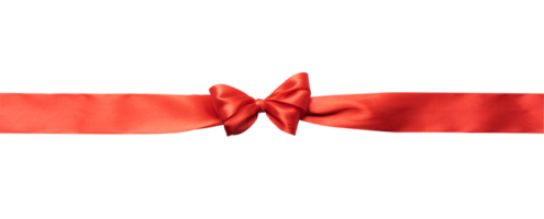 Straight red ribbon with cute bow for decoration design element png