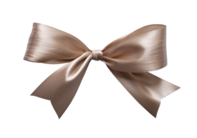 Elegance bow for wrap gift box and ornament. Shiny brown ribbon isolated background png